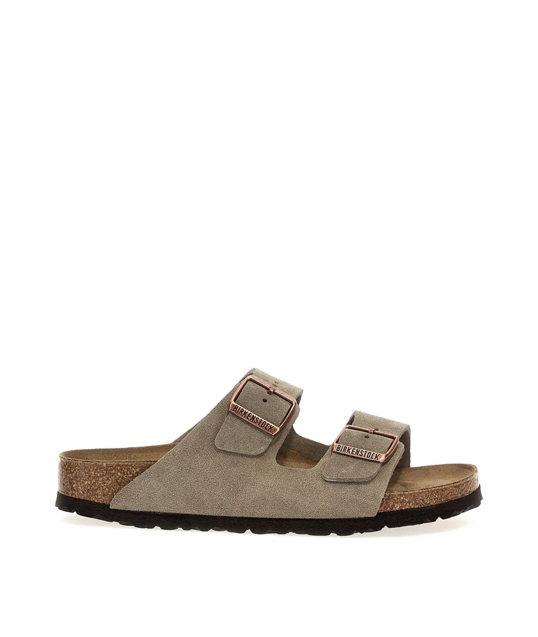 BIRKENSTOCK Бежевые замшевые шлепанцы, фото 1