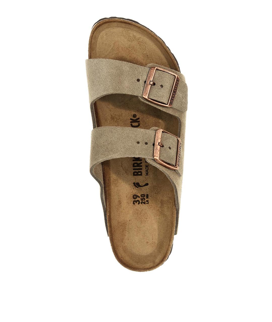 BIRKENSTOCK Бежевые замшевые шлепанцы, фото 3