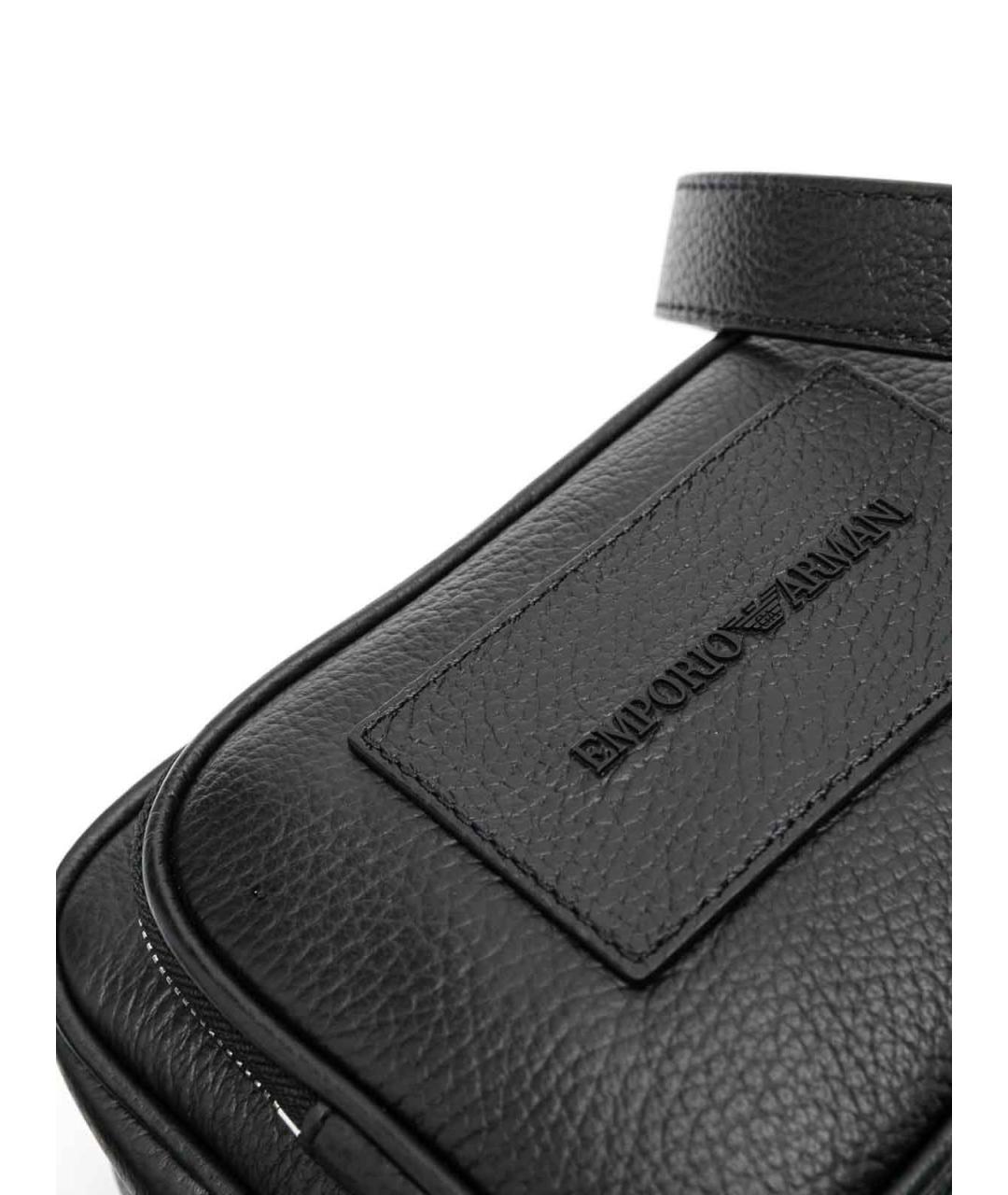 EMPORIO ARMANI Черная кожаная сумка на плечо, фото 4