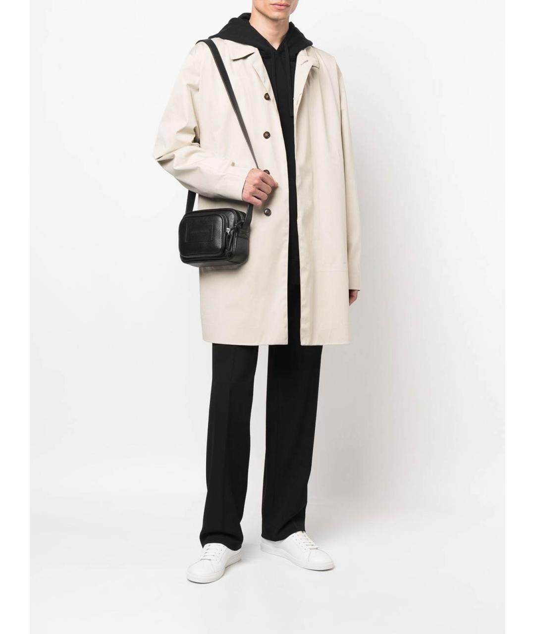 EMPORIO ARMANI Черная кожаная сумка на плечо, фото 3