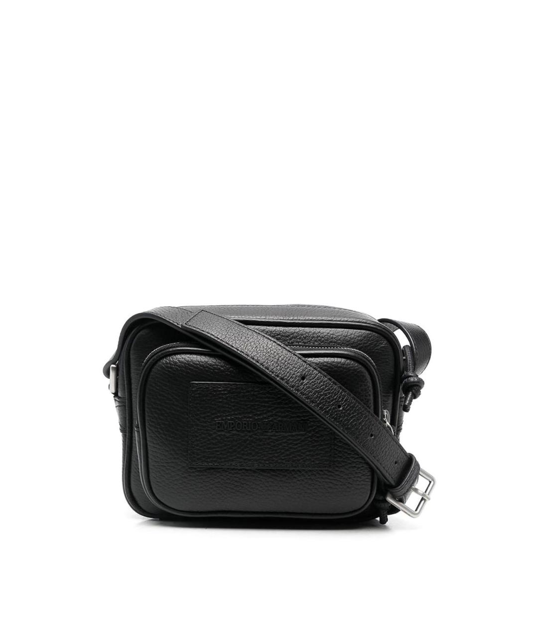 EMPORIO ARMANI Черная кожаная сумка на плечо, фото 1