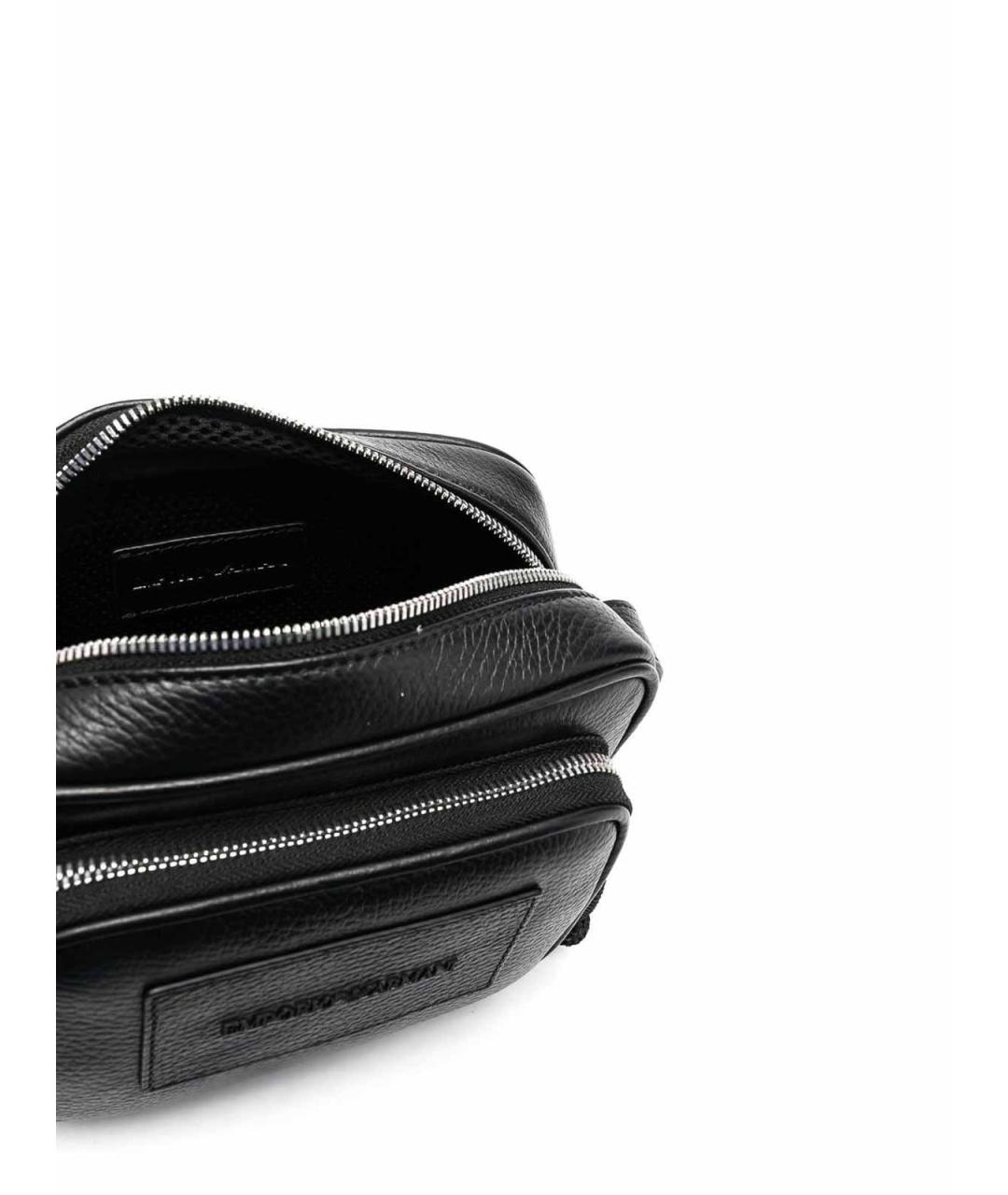 EMPORIO ARMANI Черная кожаная сумка на плечо, фото 2