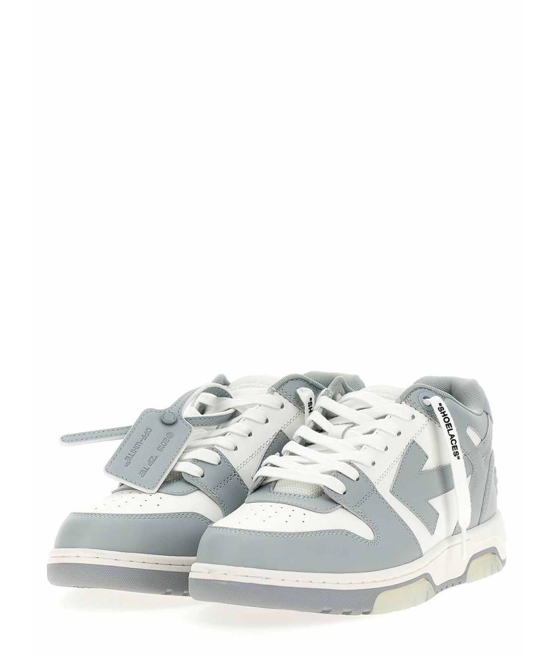 OFF-WHITE Серые кожаные низкие кроссовки / кеды, фото 2