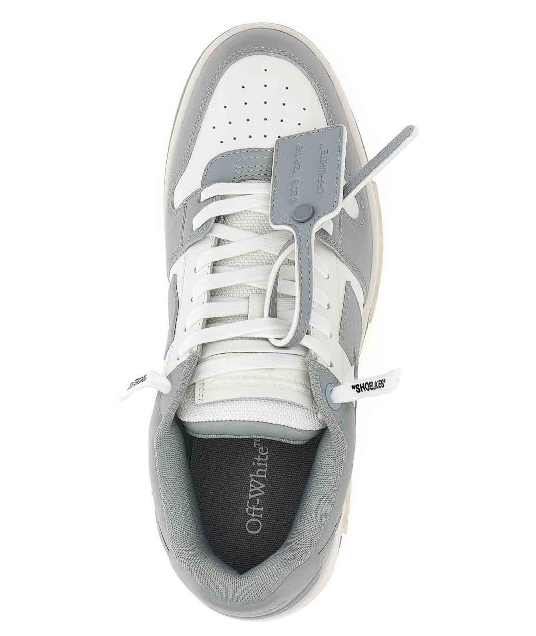 OFF-WHITE Серые кожаные низкие кроссовки / кеды, фото 4