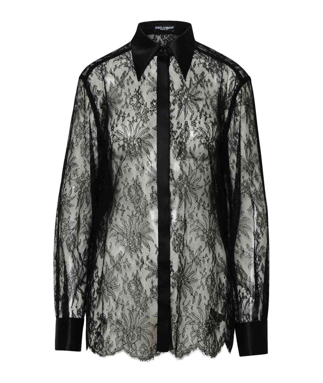 DOLCE&GABBANA Черная кружевная рубашка, фото 1