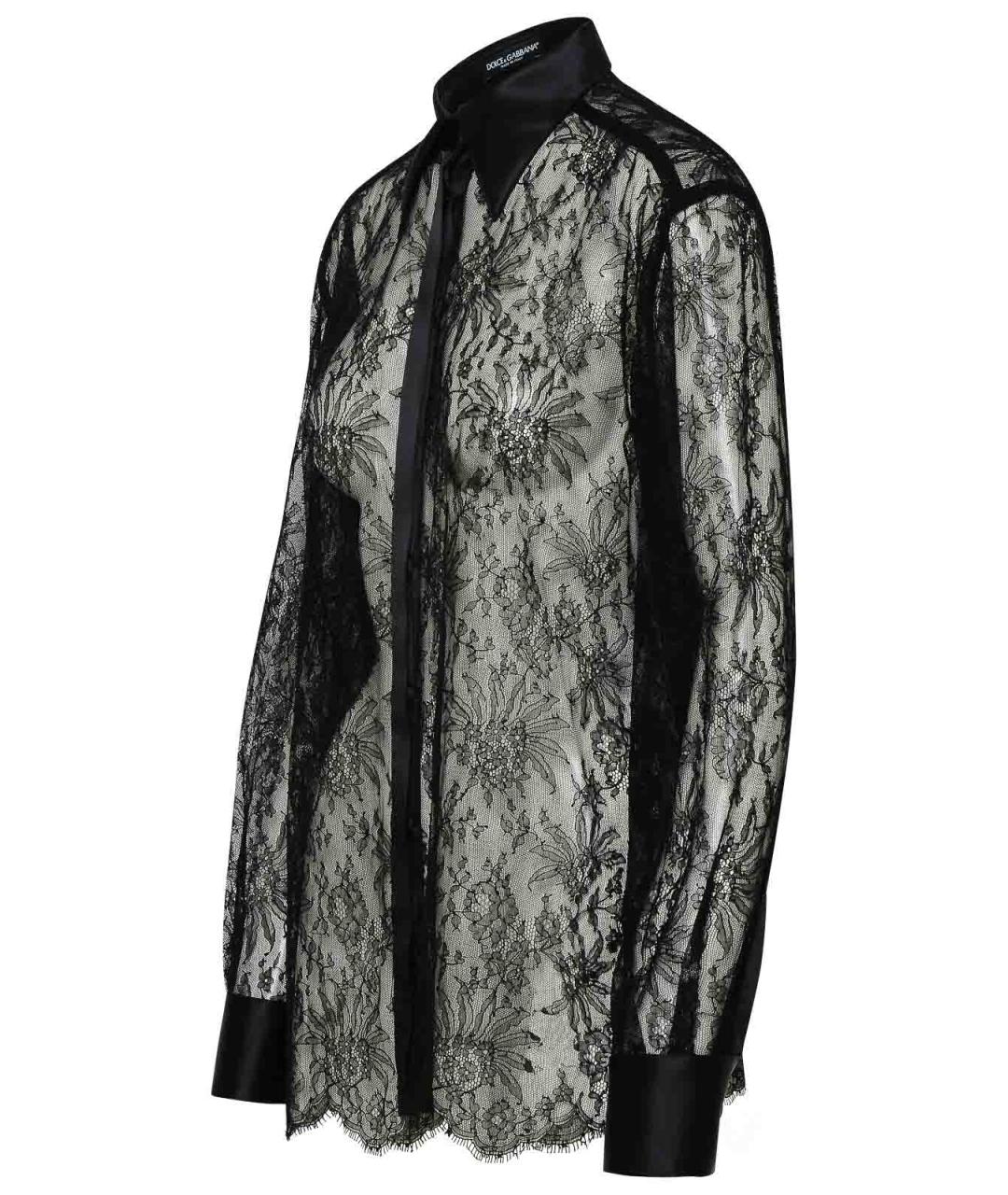 DOLCE&GABBANA Черная кружевная рубашка, фото 3