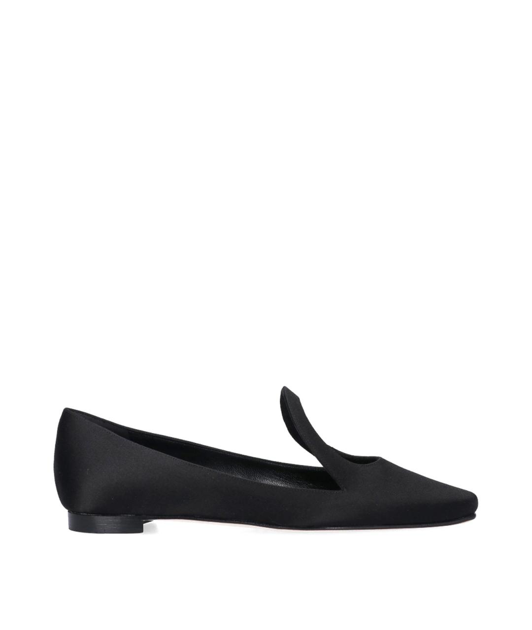 MANOLO BLAHNIK Черные кожаные балетки, фото 1