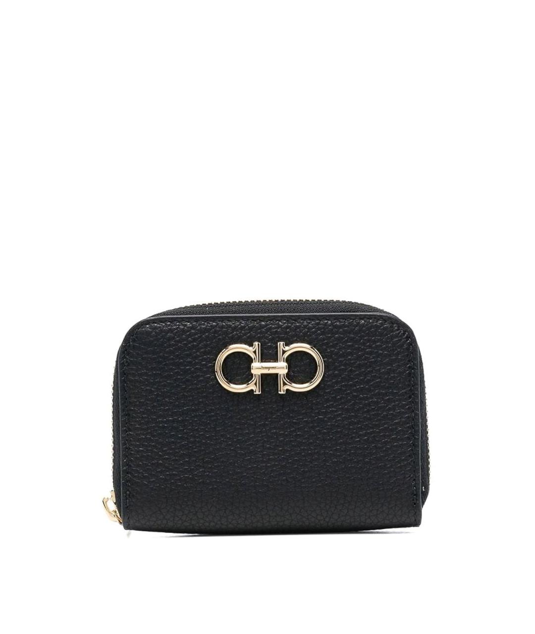 FERRAGAMO Черный кожаный кошелек, фото 1