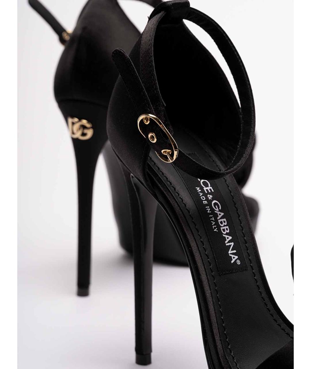 DOLCE&GABBANA Черные текстильные босоножки, фото 6