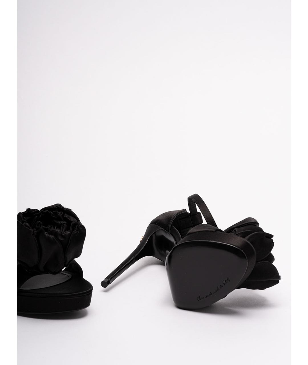 DOLCE&GABBANA Черные текстильные босоножки, фото 4