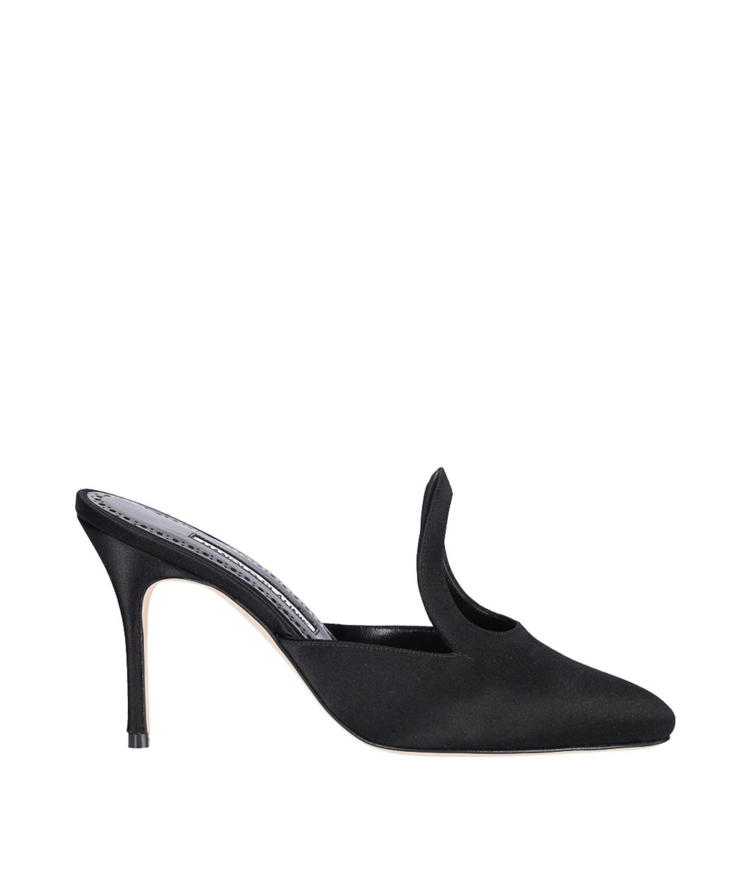 MANOLO BLAHNIK Черные кожаные мюли, фото 1