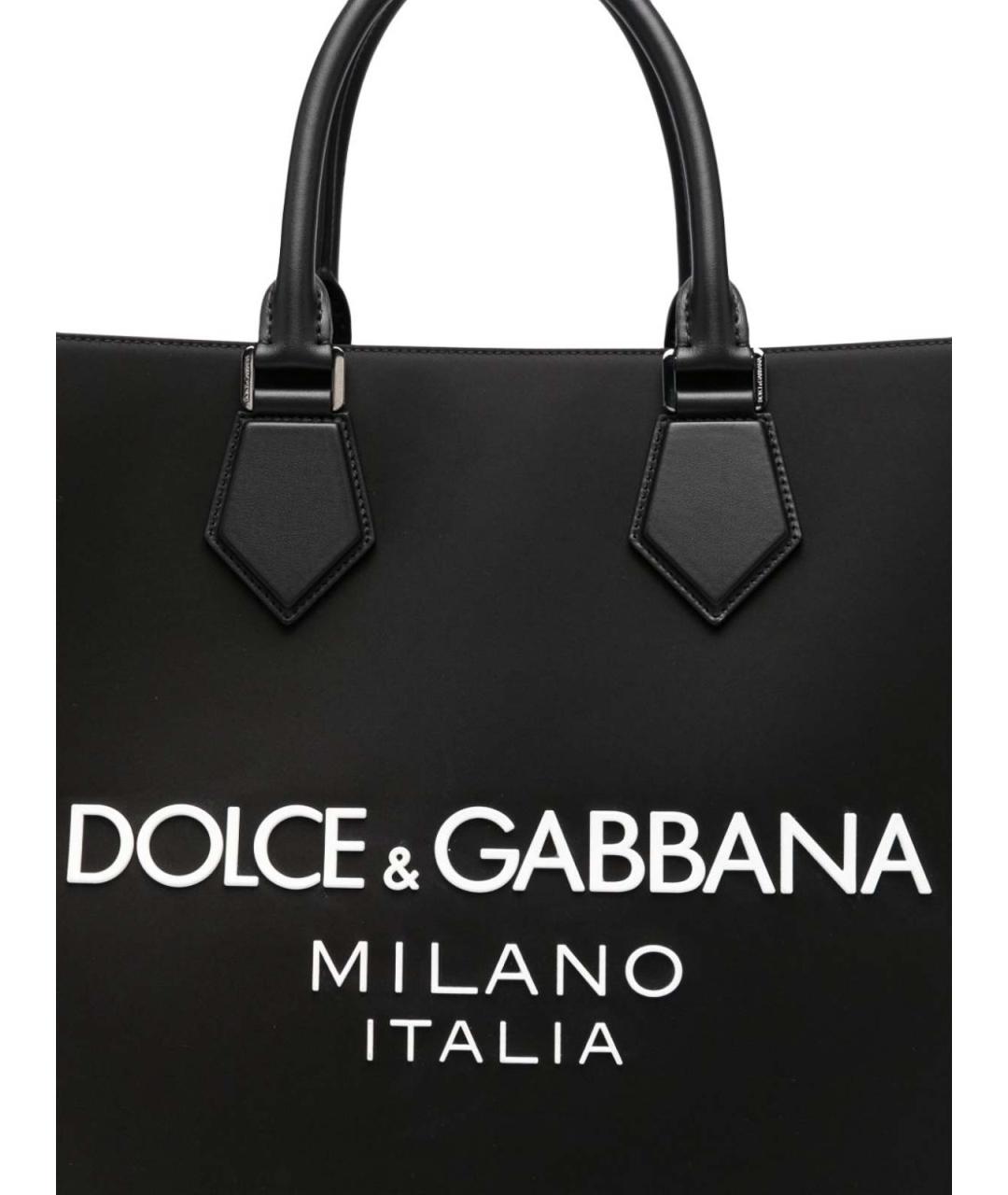 DOLCE&GABBANA Черная кожаная сумка тоут, фото 4