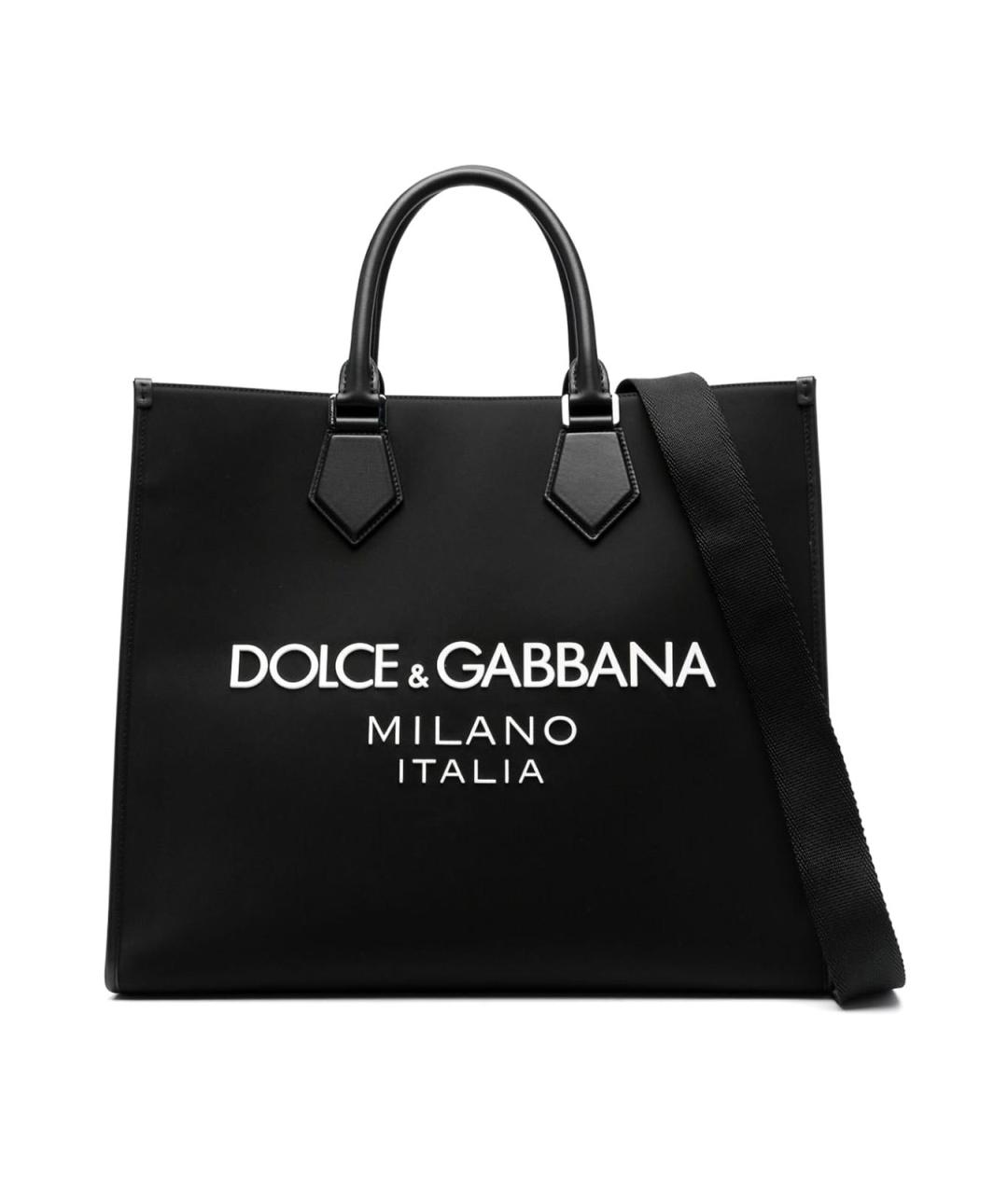 DOLCE&GABBANA Черная кожаная сумка тоут, фото 1