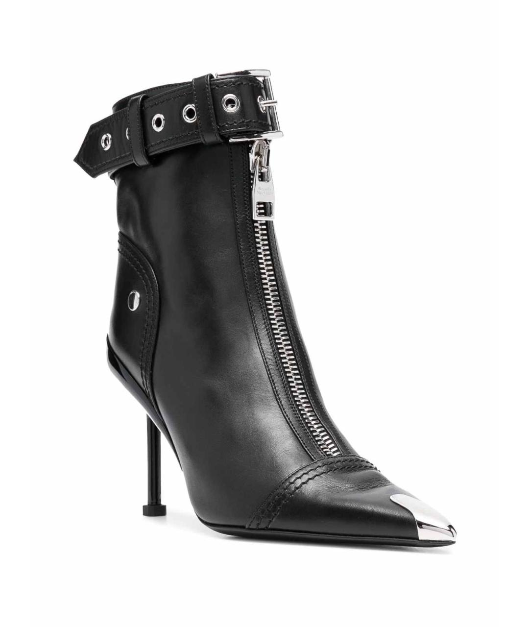 ALEXANDER MCQUEEN Черные кожаные ботильоны, фото 4