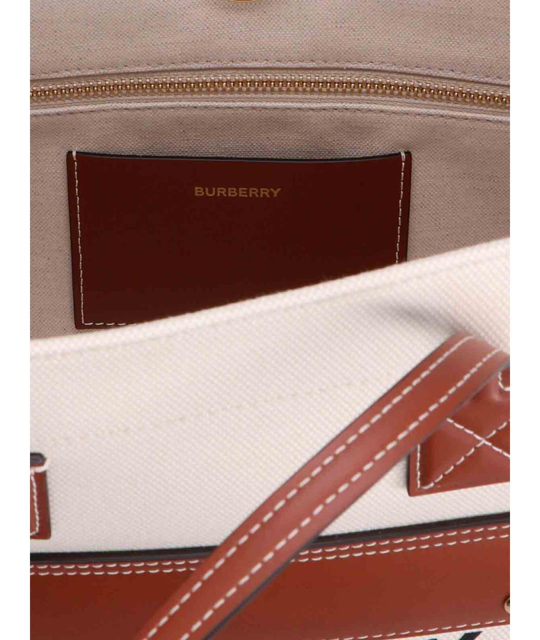 BURBERRY Бежевая тканевая сумка тоут, фото 4