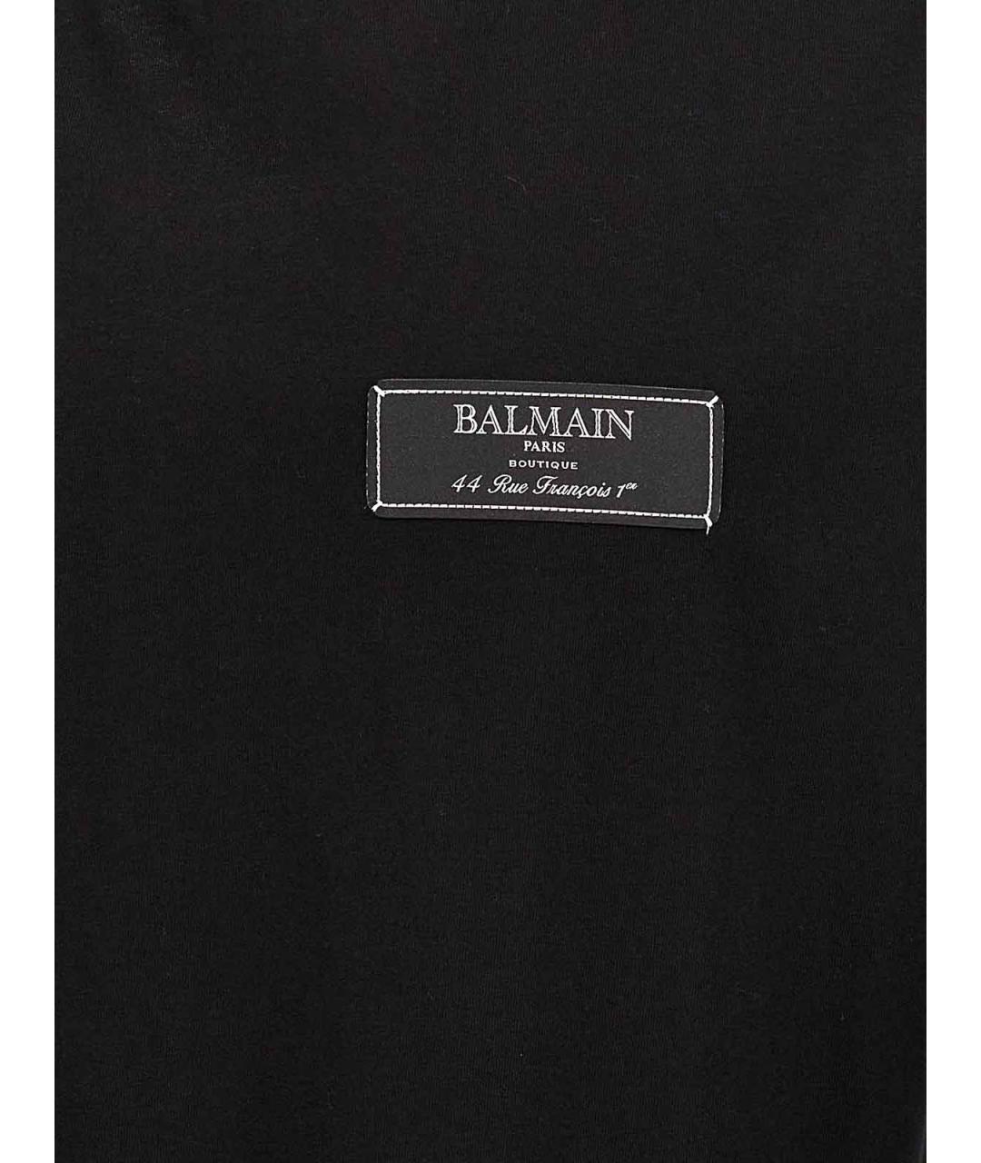 BALMAIN Черная хлопковая футболка, фото 4