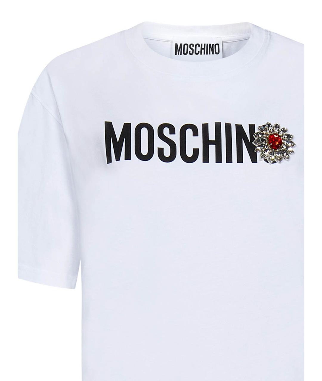 MOSCHINO Белая хлопковая футболка, фото 3