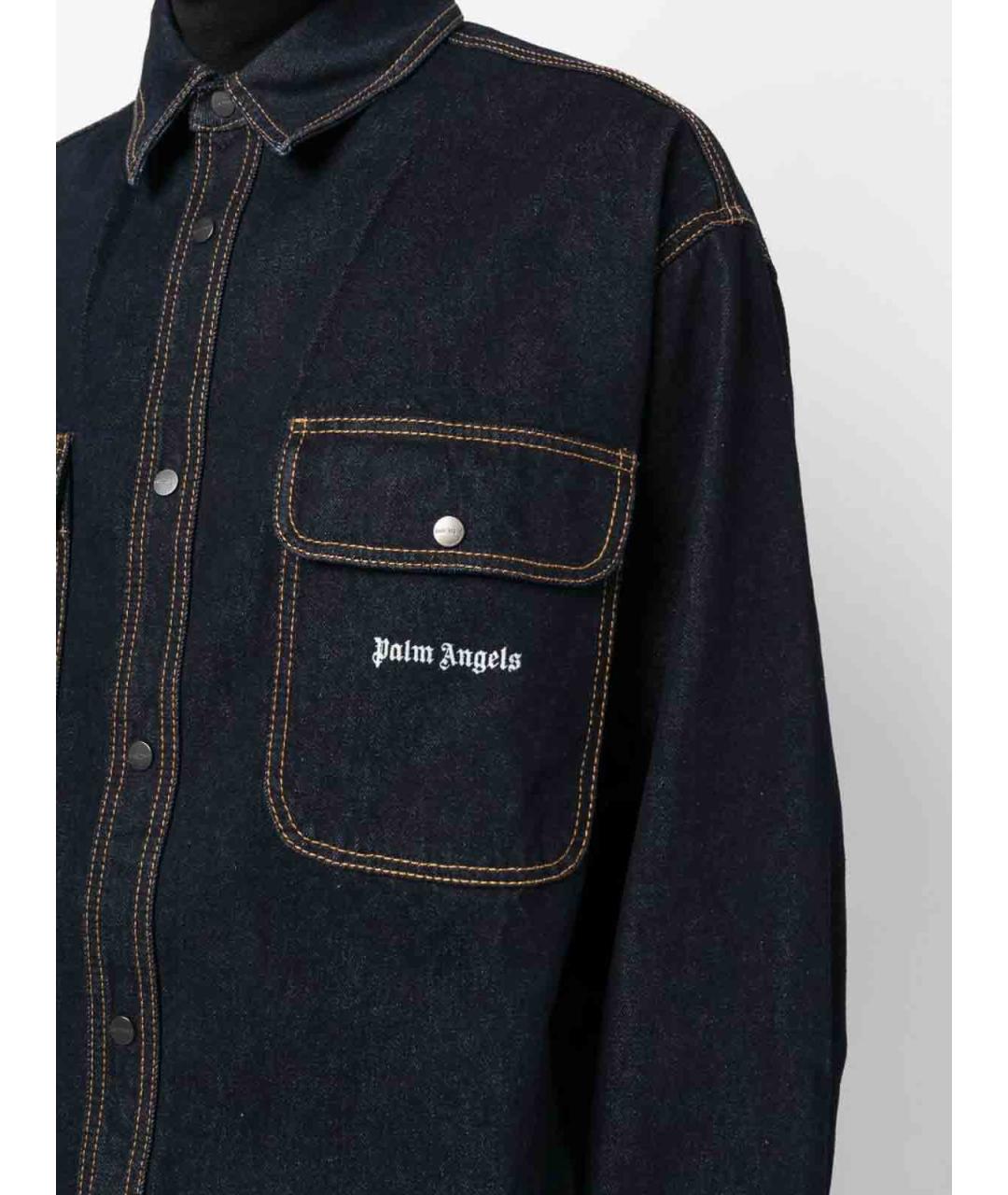 PALM ANGELS Синяя хлопковая классическая рубашка, фото 5
