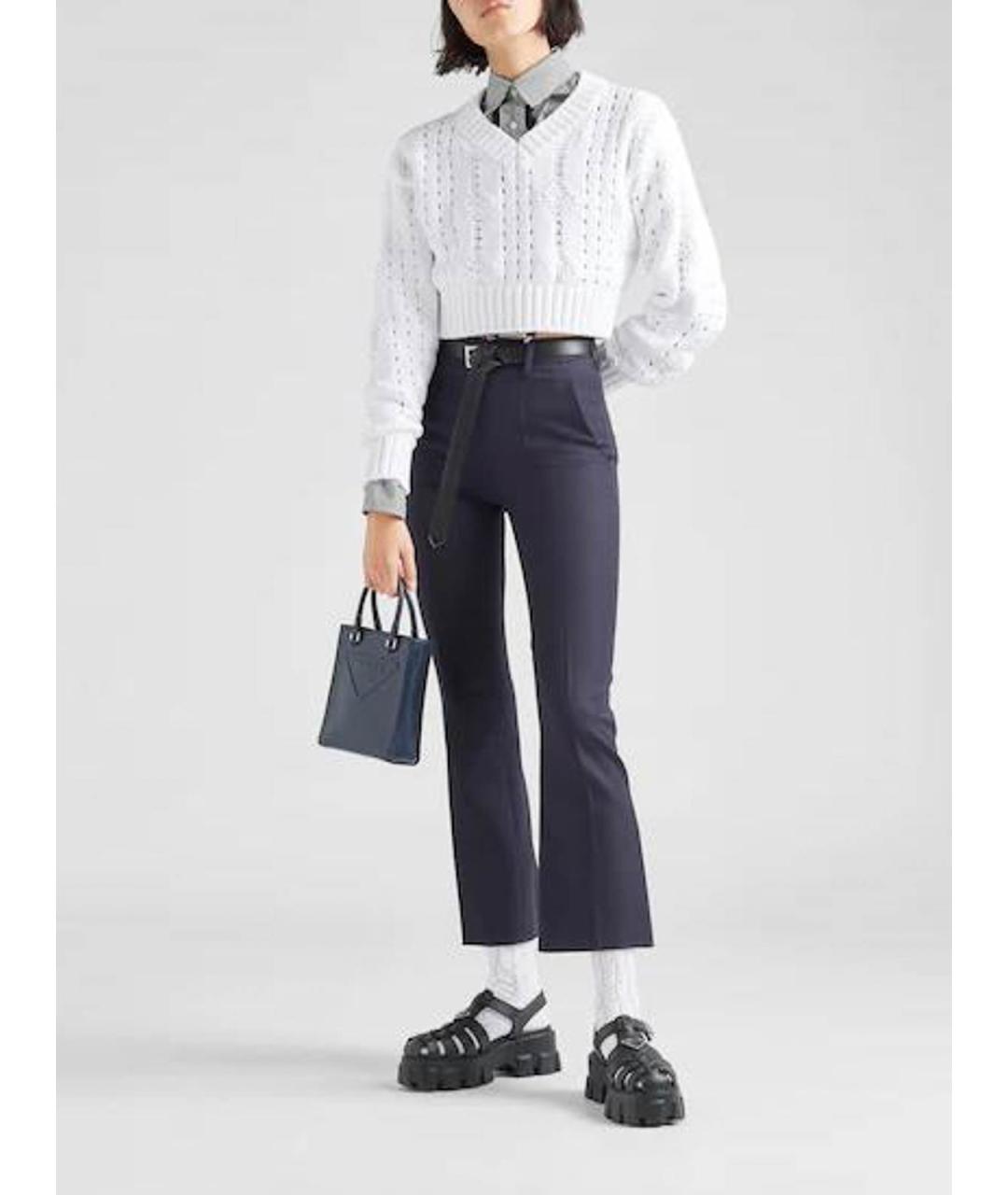 PRADA Темно-синие хлопковые брюки узкие, фото 2
