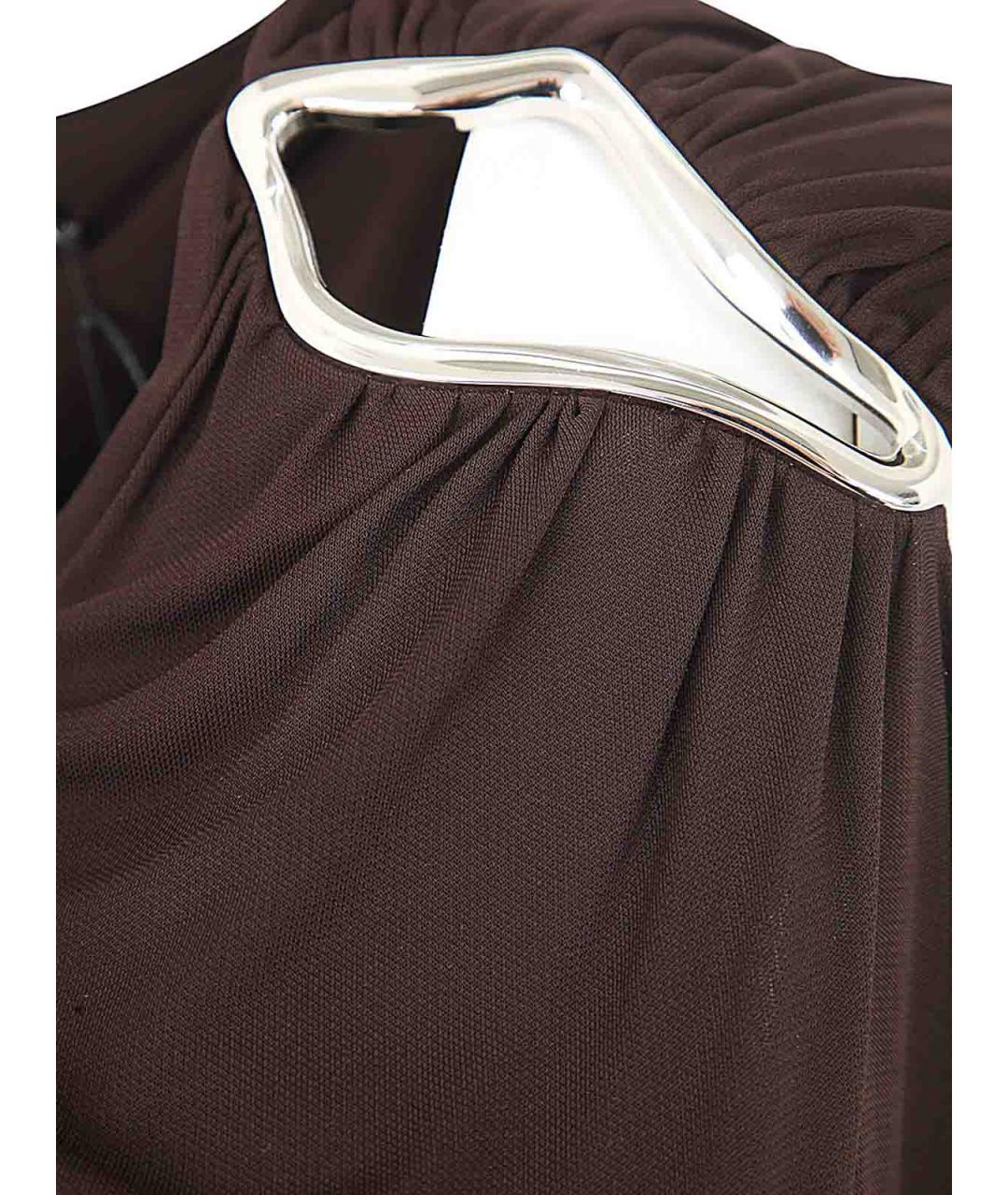 LANVIN Коричневое вискозное платье, фото 3