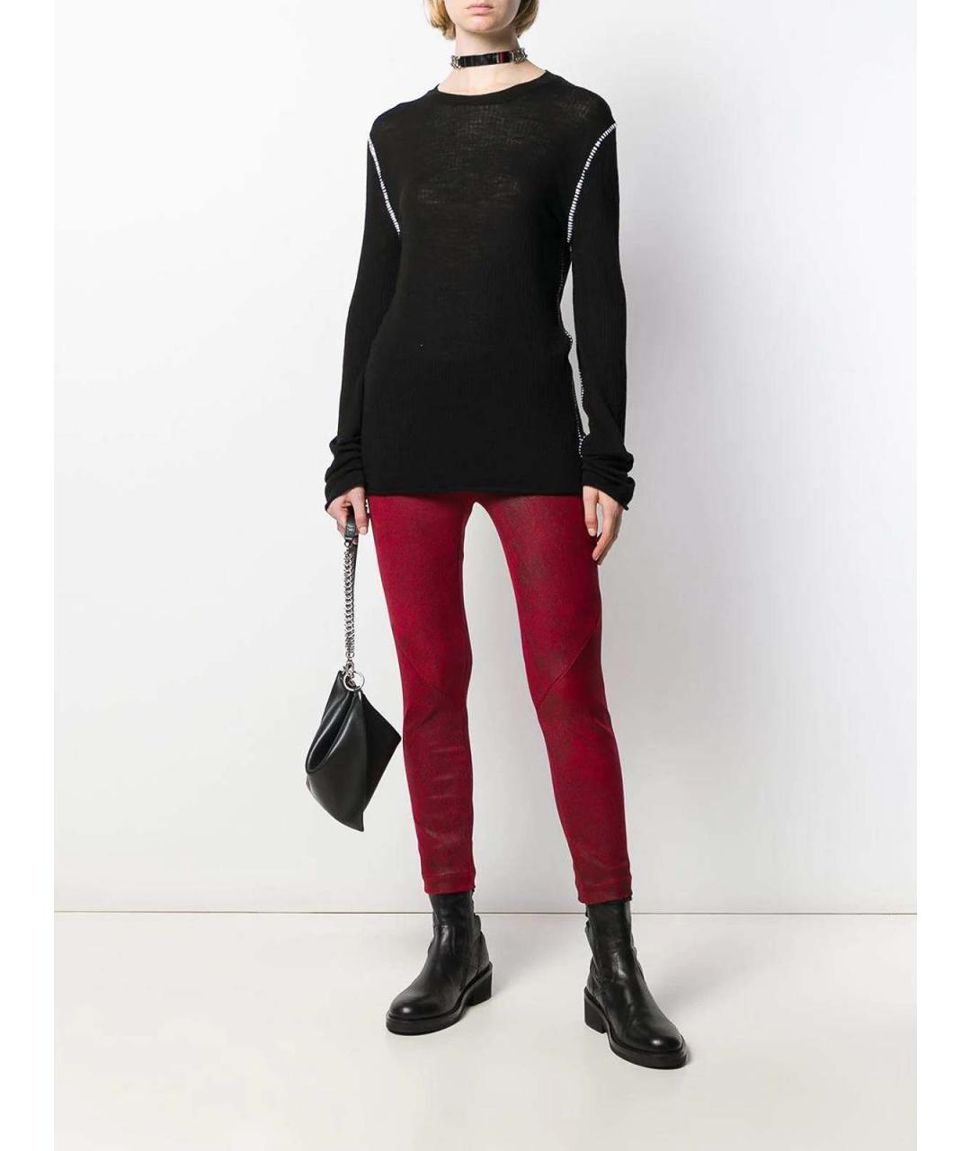ANN DEMEULEMEESTER Красные кожаные брюки широкие, фото 2