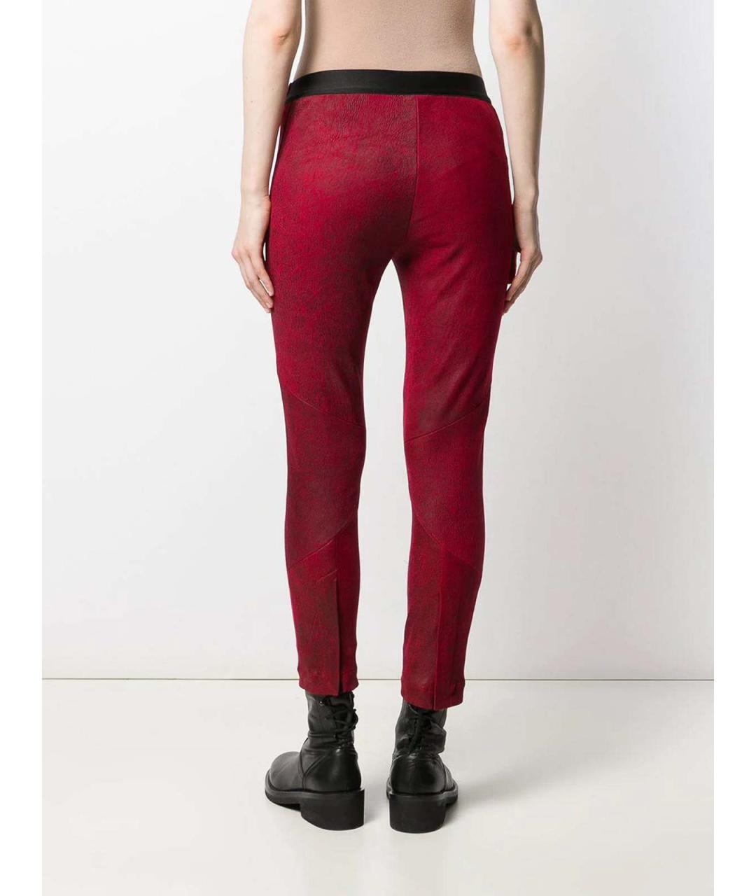 ANN DEMEULEMEESTER Красные кожаные брюки широкие, фото 4