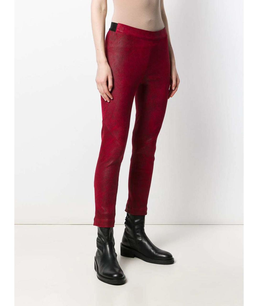 ANN DEMEULEMEESTER Красные кожаные брюки широкие, фото 3