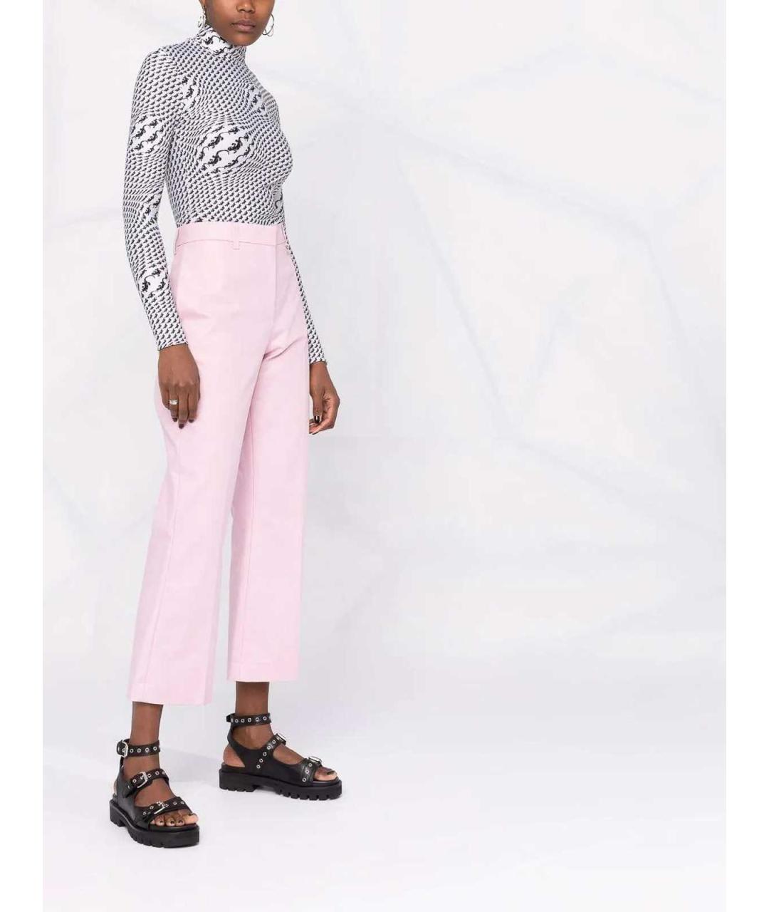 MSGM Розовые хлопковые прямые брюки, фото 4