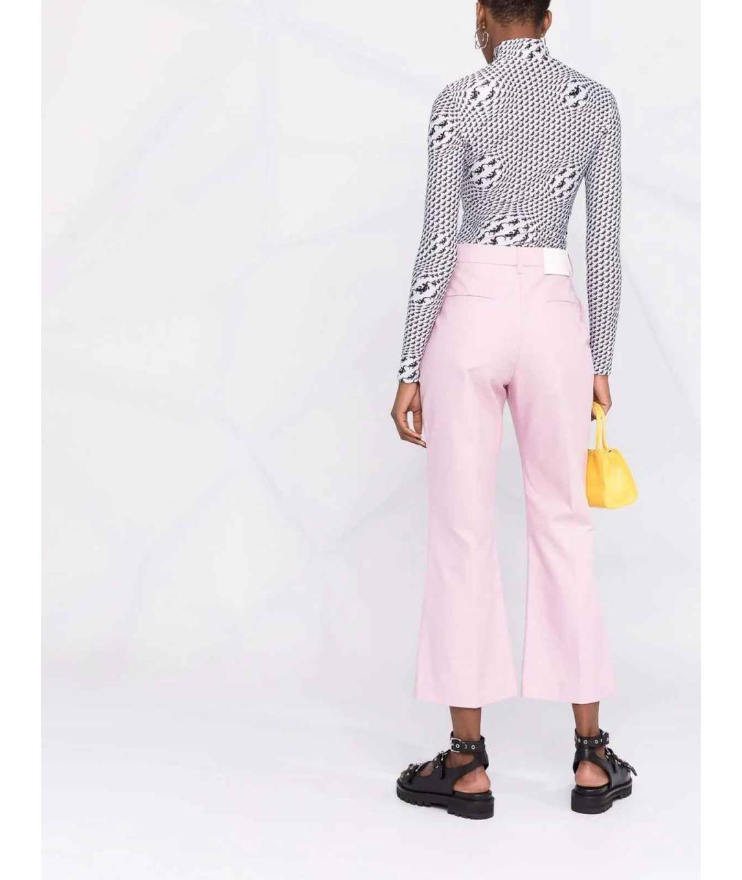MSGM Розовые хлопковые прямые брюки, фото 3