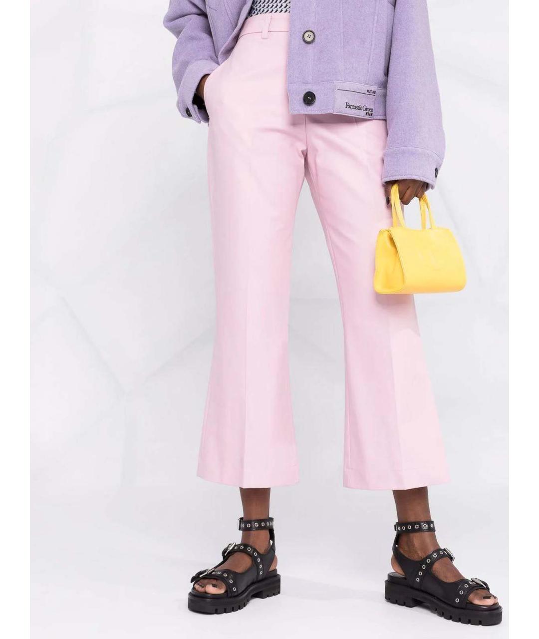 MSGM Розовые хлопковые прямые брюки, фото 6