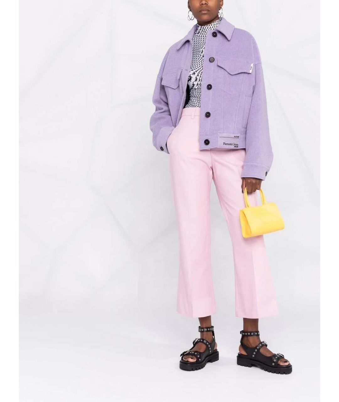 MSGM Розовые хлопковые прямые брюки, фото 2