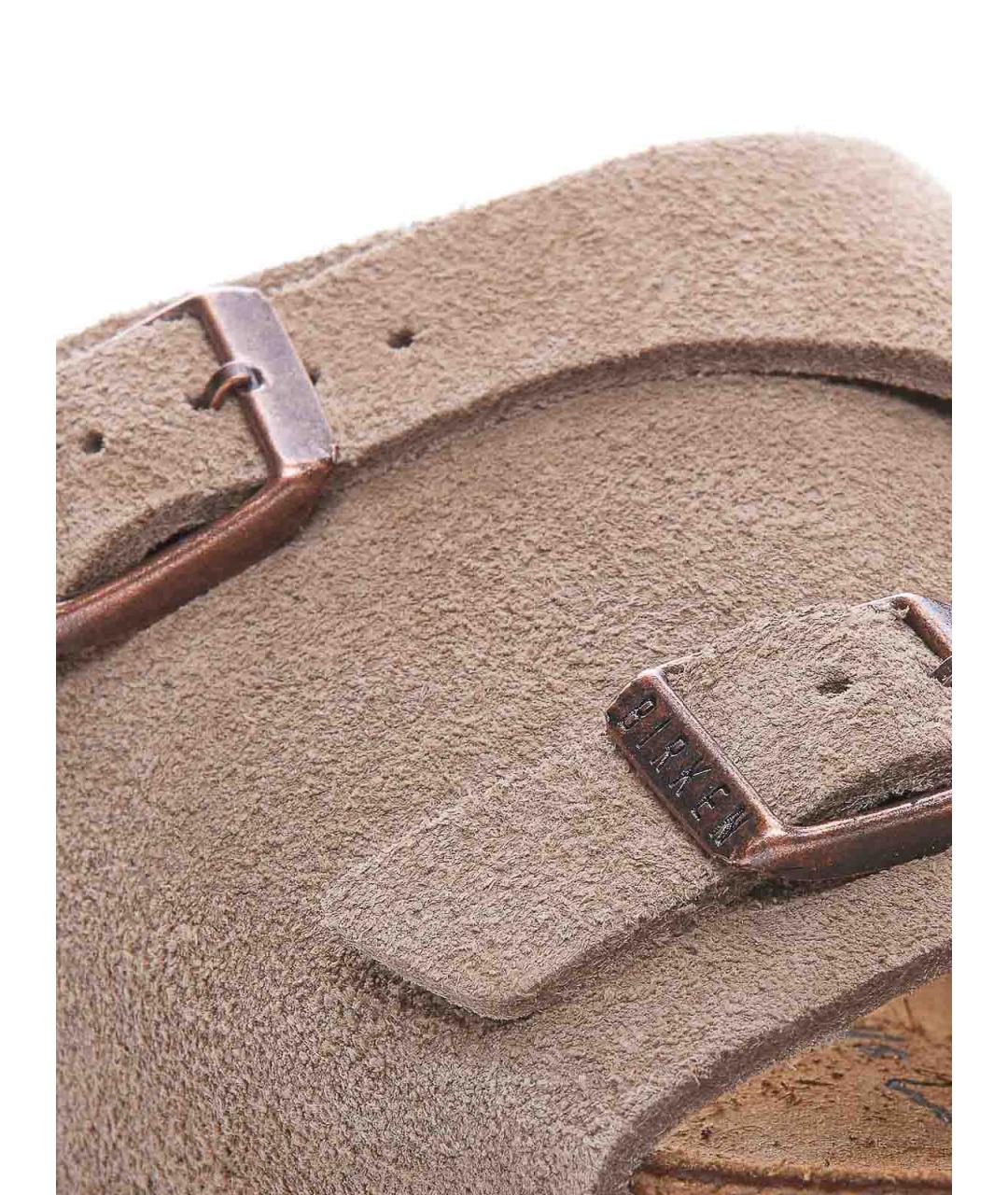 BIRKENSTOCK Бежевые замшевые шлепанцы, фото 3