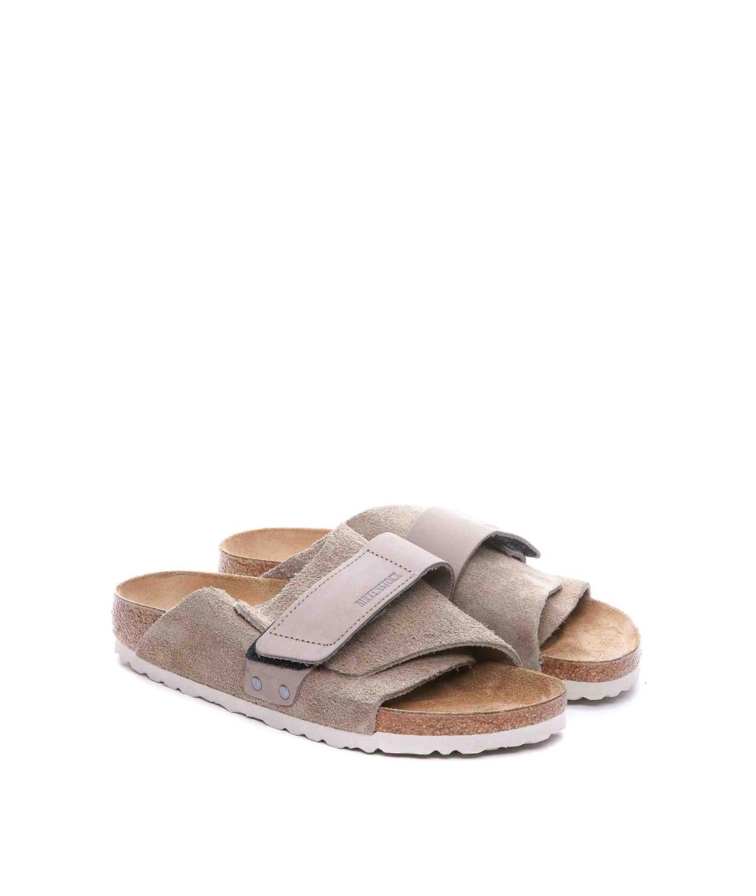 BIRKENSTOCK Бежевые замшевые сандалии, фото 4