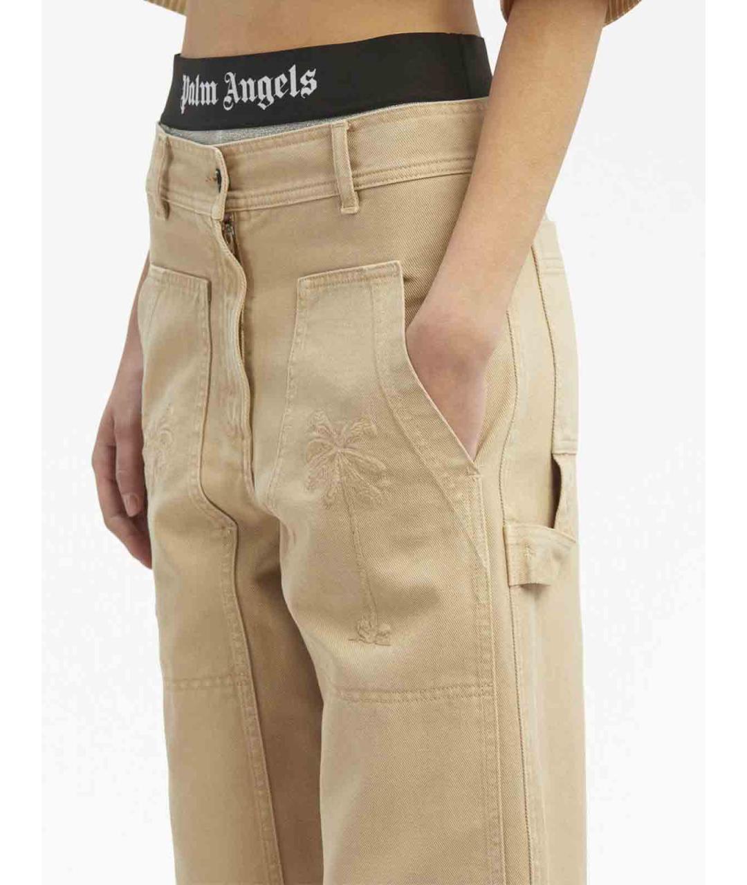 PALM ANGELS Бежевые хлопковые брюки широкие, фото 5