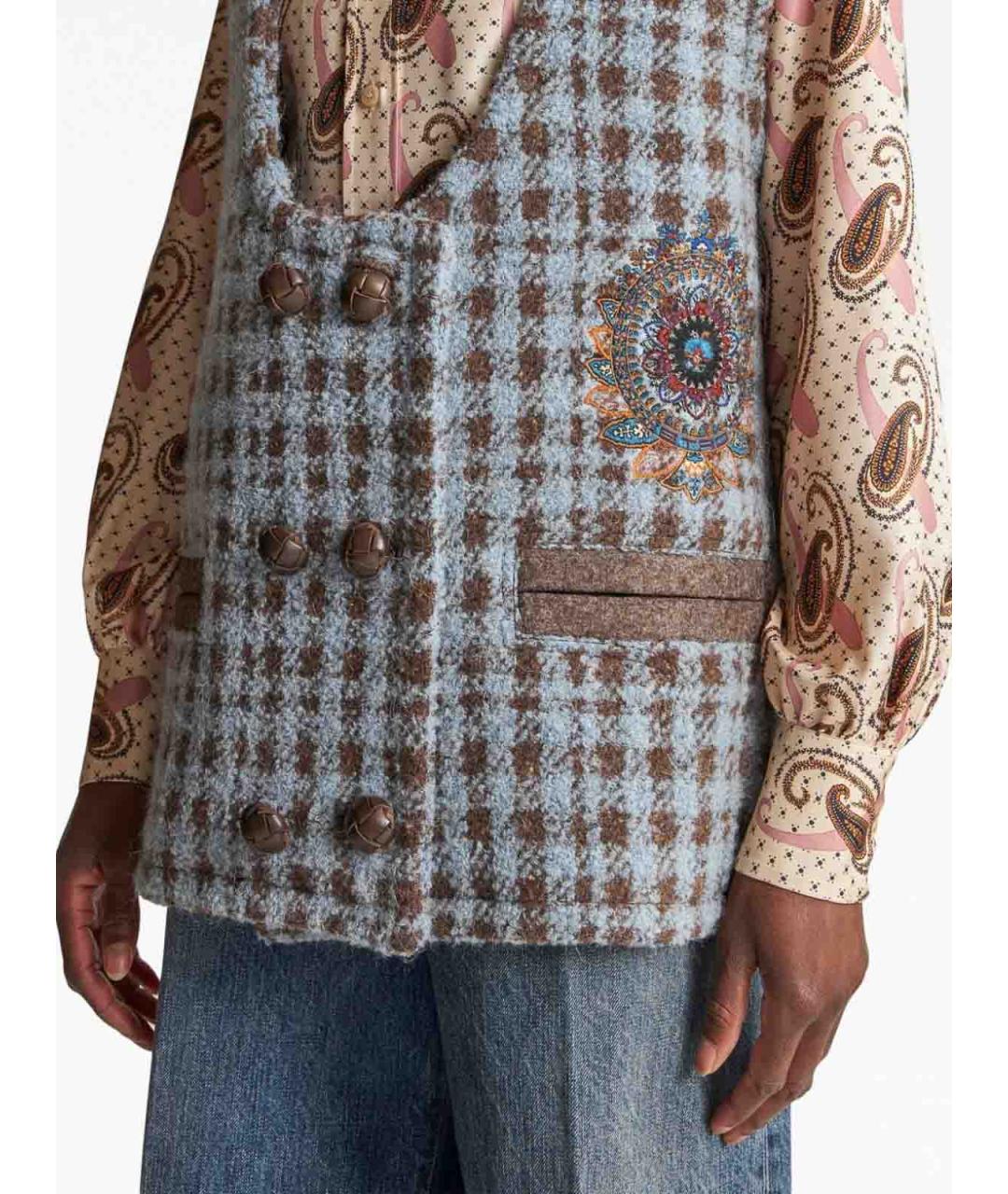 ETRO Синяя шерстяная жилетка, фото 4