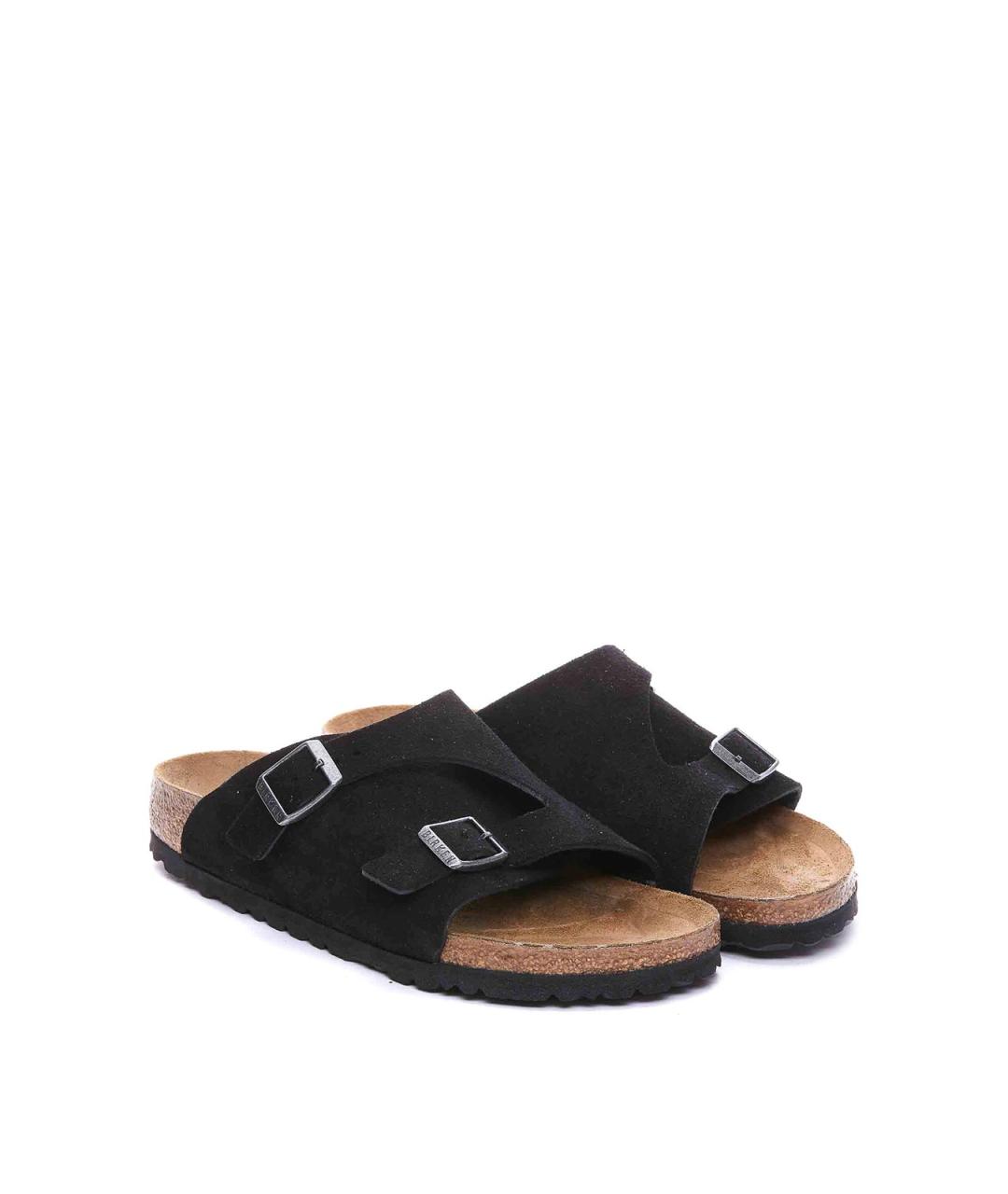 BIRKENSTOCK Черные замшевые шлепанцы, фото 4