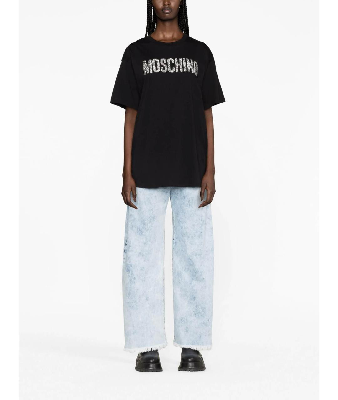 MOSCHINO Черная хлопковая футболка, фото 2