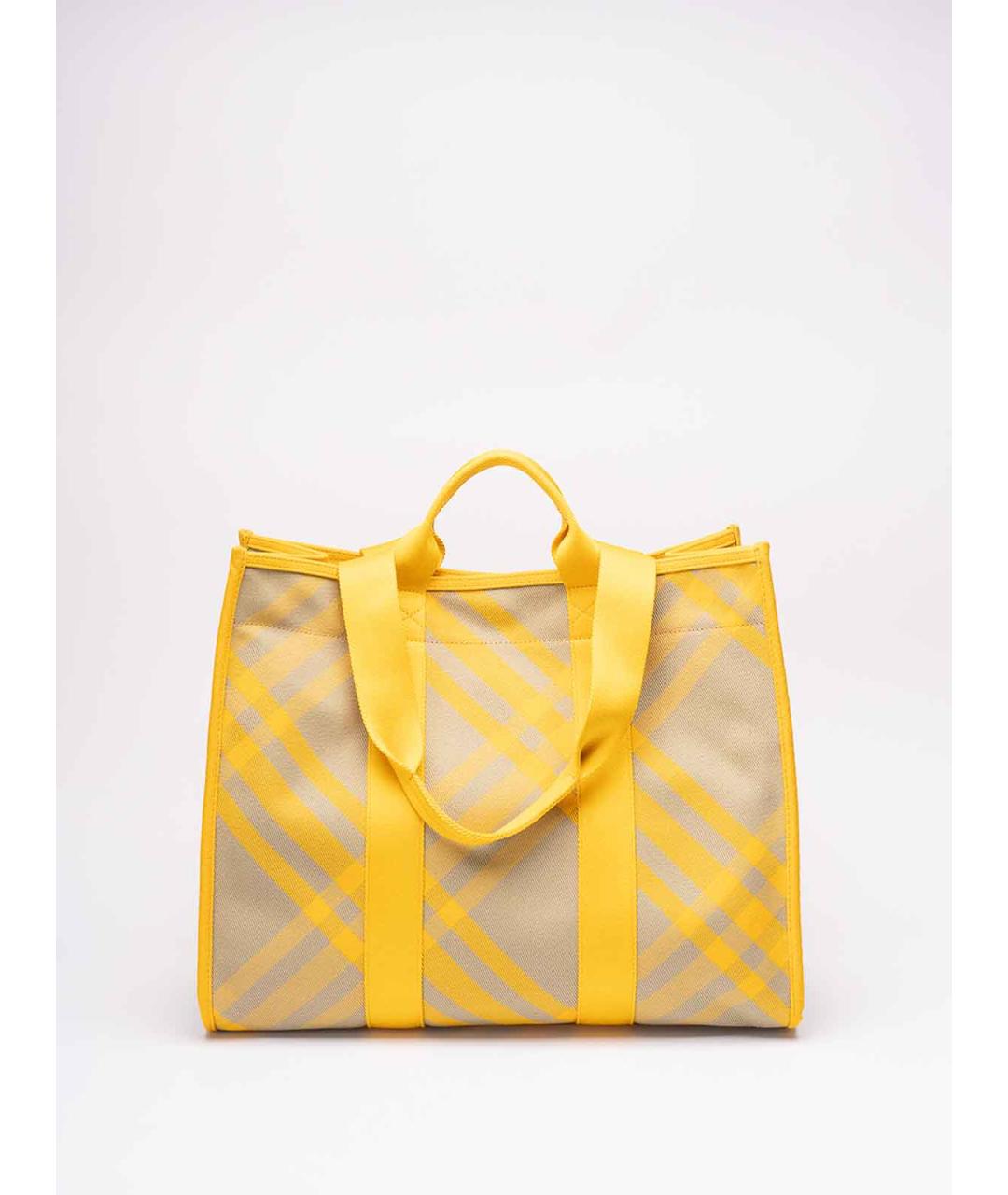 BURBERRY Желтая хлопковая сумка тоут, фото 2