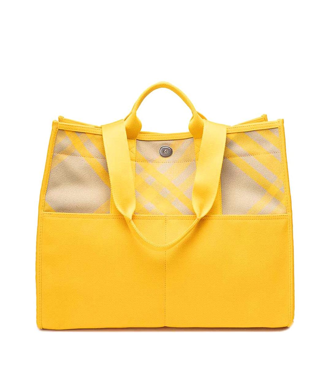 BURBERRY Желтая хлопковая сумка тоут, фото 1