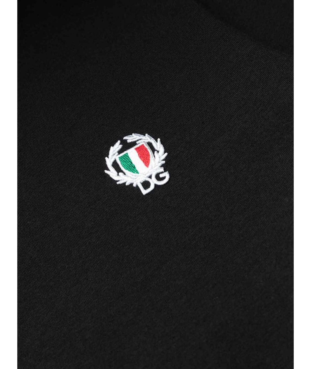 DOLCE&GABBANA Черная хлопко-эластановая футболка, фото 3