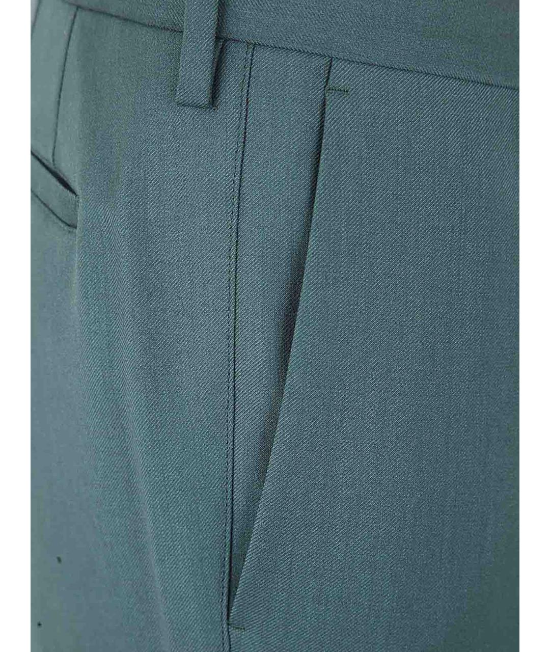 PAUL SMITH Зеленые шерстяные классические брюки, фото 3