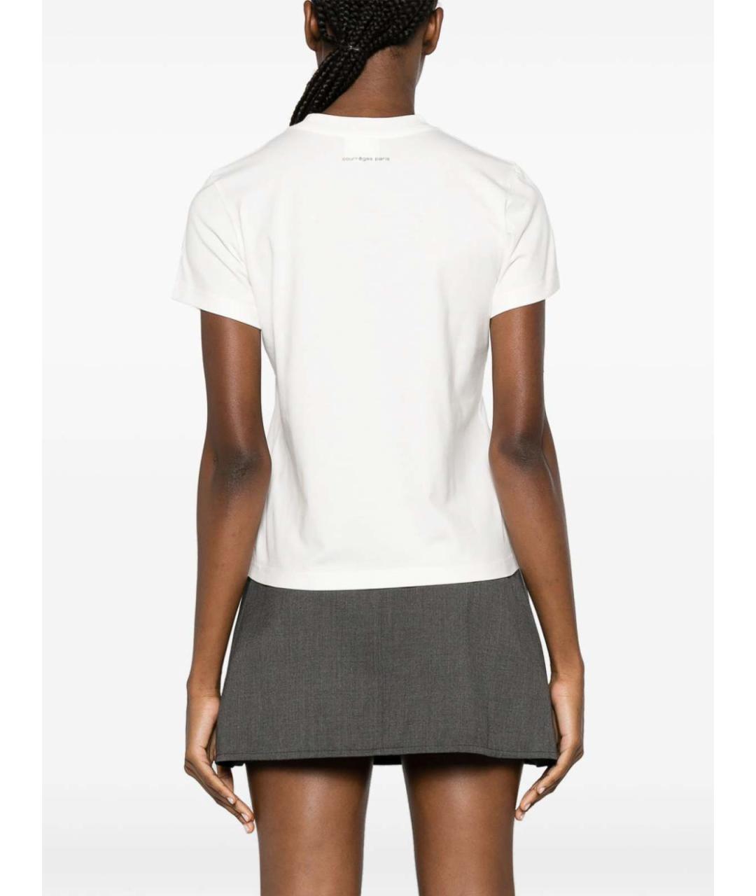 COURREGES Белая хлопковая футболка, фото 4