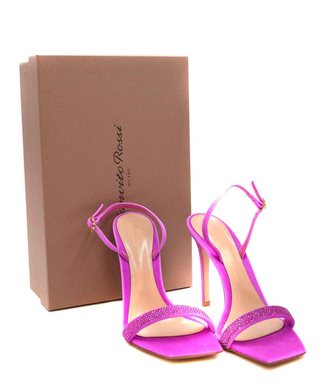 GIANVITO ROSSI Фуксия бархатные босоножки, фото 2