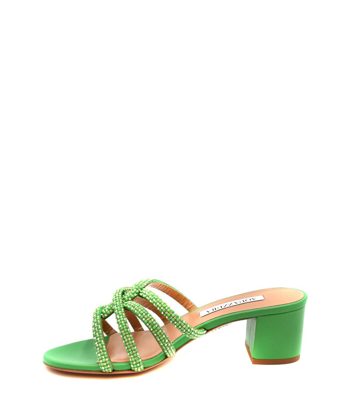 AQUAZZURA Зеленые кожаные мюли, фото 3