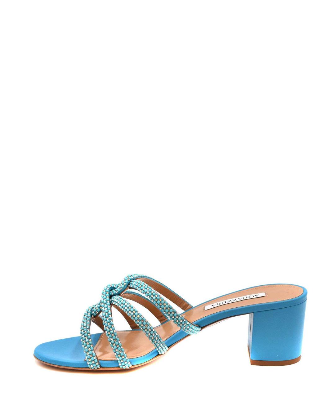 AQUAZZURA Синие кожаные мюли, фото 3