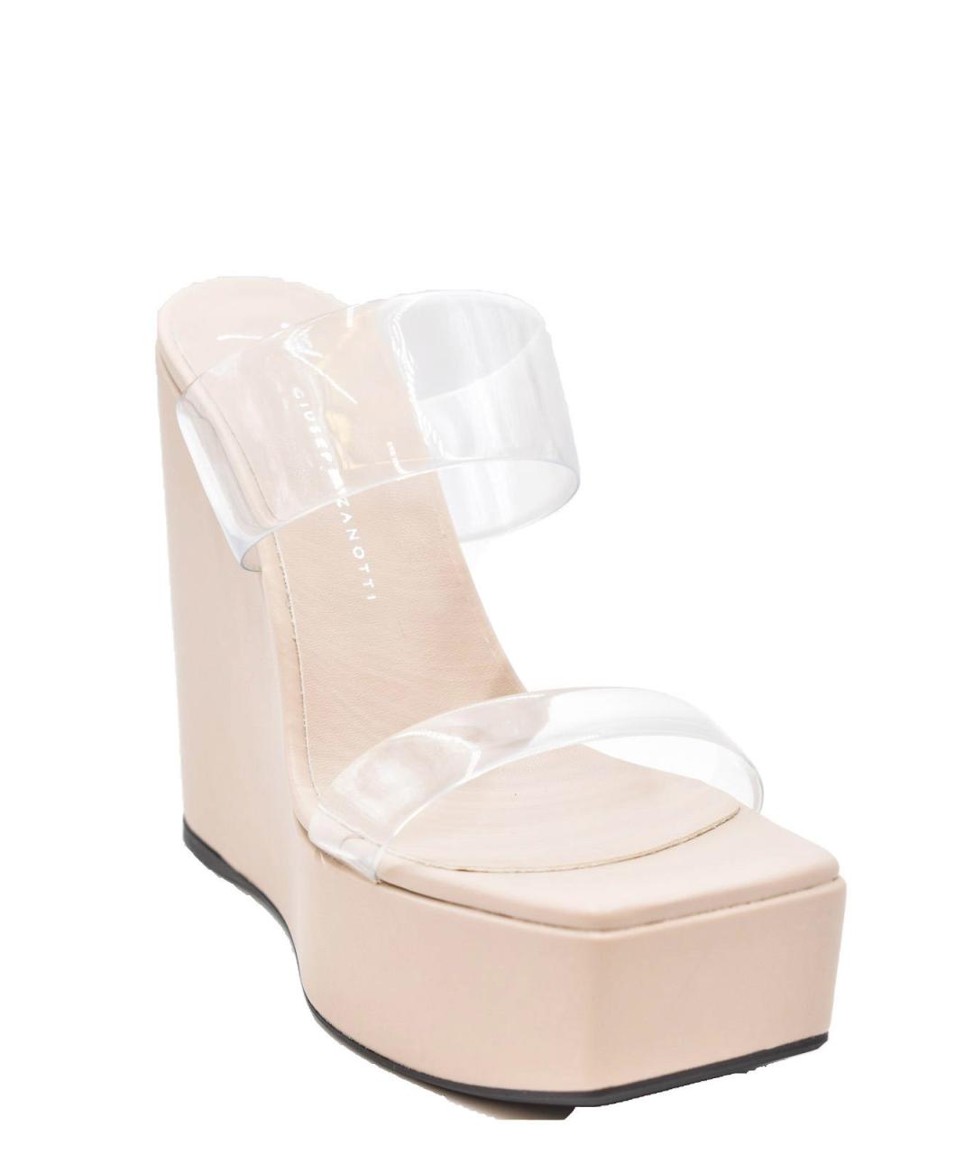 GIUSEPPE ZANOTTI DESIGN Бежевые кожаные сандалии, фото 2