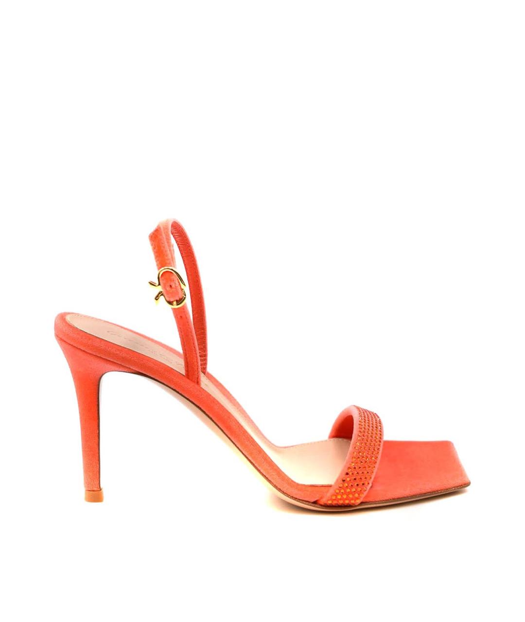 GIANVITO ROSSI Оранжевые бархатные босоножки, фото 1