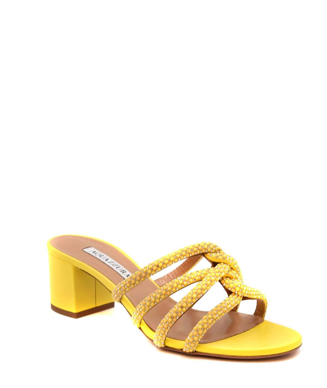 AQUAZZURA Желтые кожаные сандалии, фото 2