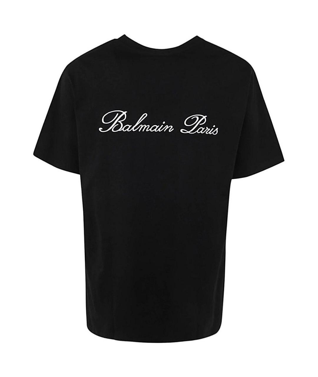 BALMAIN Черная хлопковая футболка, фото 2