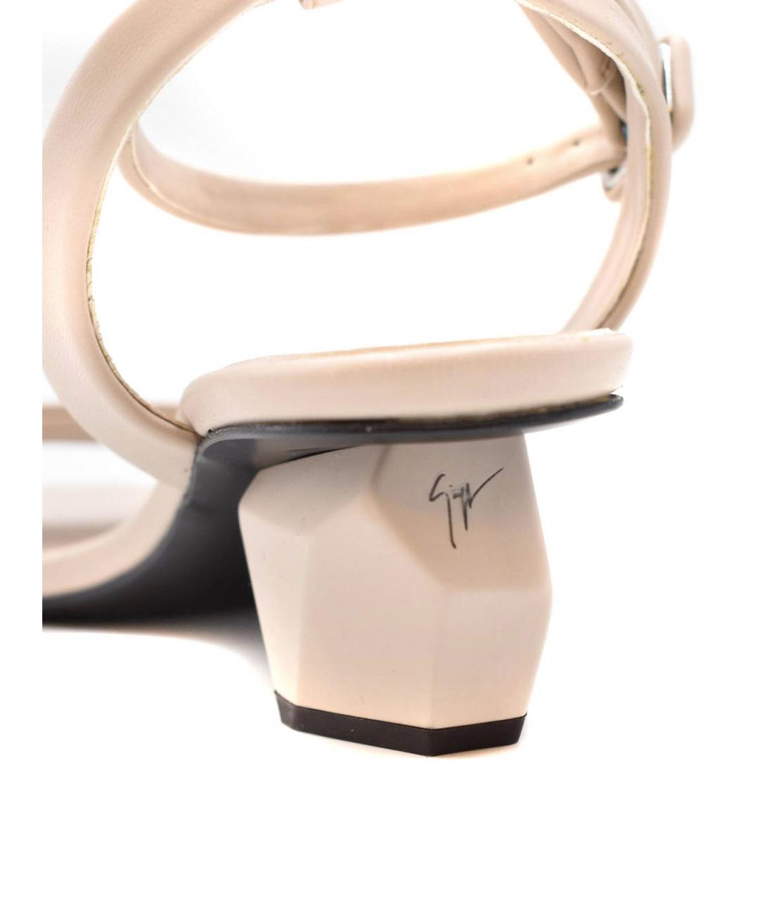 GIUSEPPE ZANOTTI DESIGN Бежевые кожаные босоножки, фото 4
